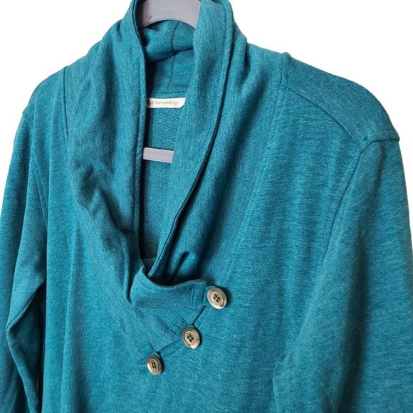 Soft Surroundings Womens S Green Long Sleeves Overlap Collar Terry Tunic Top - Picture 5 of 9